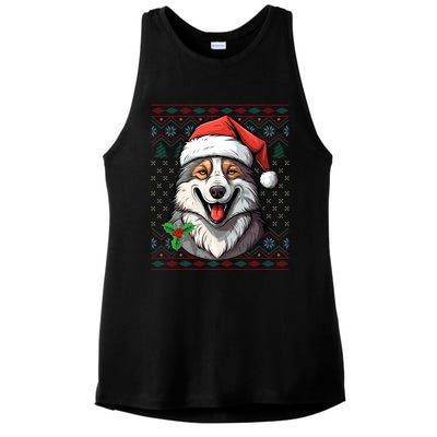 Ugly Wolf Christmas Gift Wolf Lover Santa Hat Xmas Winter Ladies PosiCharge Tri-Blend Wicking Tank