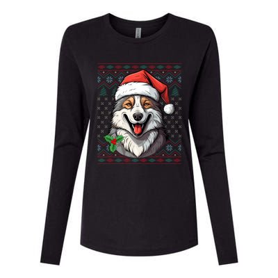 Ugly Wolf Christmas Gift Wolf Lover Santa Hat Xmas Winter Womens Cotton Relaxed Long Sleeve T-Shirt