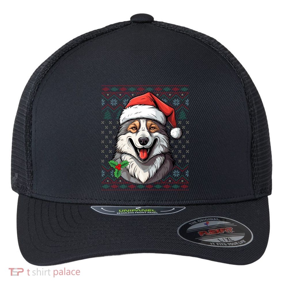 Ugly Wolf Christmas Gift Wolf Lover Santa Hat Xmas Winter Flexfit Unipanel Trucker Cap
