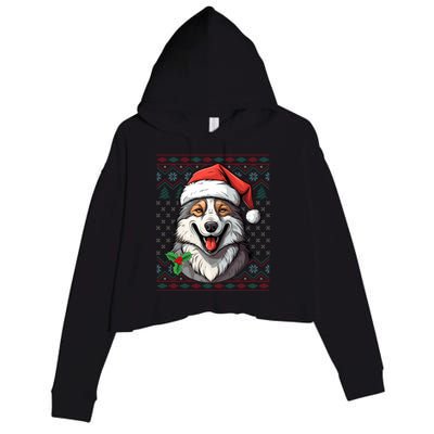 Ugly Wolf Christmas Gift Wolf Lover Santa Hat Xmas Winter Crop Fleece Hoodie