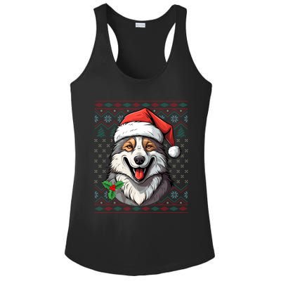 Ugly Wolf Christmas Gift Wolf Lover Santa Hat Xmas Winter Ladies PosiCharge Competitor Racerback Tank