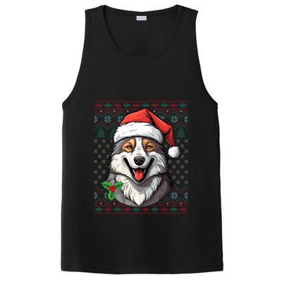 Ugly Wolf Christmas Gift Wolf Lover Santa Hat Xmas Winter PosiCharge Competitor Tank