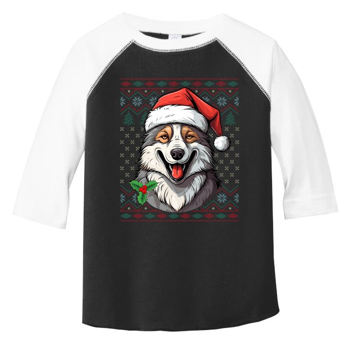 Ugly Wolf Christmas Gift Wolf Lover Santa Hat Xmas Winter Toddler Fine Jersey T-Shirt