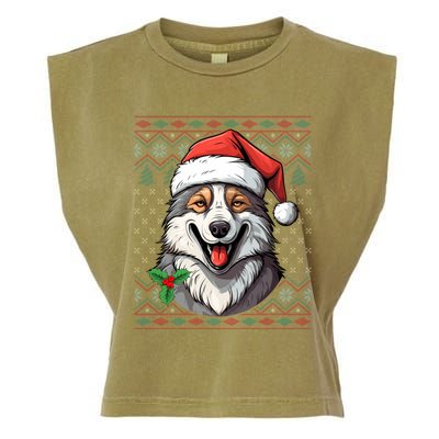 Ugly Wolf Christmas Gift Wolf Lover Santa Hat Xmas Winter Garment-Dyed Women's Muscle Tee