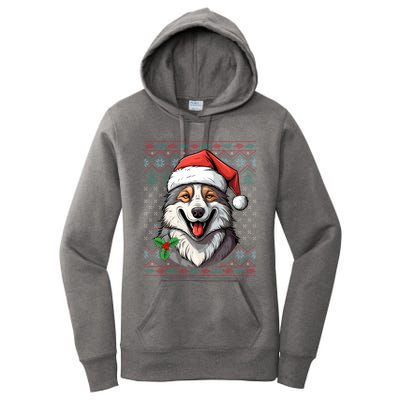 Ugly Wolf Christmas Gift Wolf Lover Santa Hat Xmas Winter Women's Pullover Hoodie