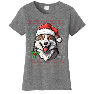 Ugly Wolf Christmas Gift Wolf Lover Santa Hat Xmas Winter Women's T-Shirt