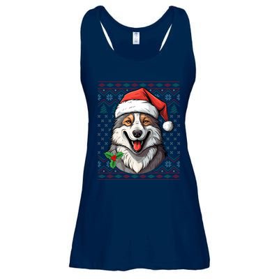 Ugly Wolf Christmas Gift Wolf Lover Santa Hat Xmas Winter Ladies Essential Flowy Tank