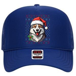 Ugly Wolf Christmas Gift Wolf Lover Santa Hat Xmas Winter High Crown Mesh Back Trucker Hat