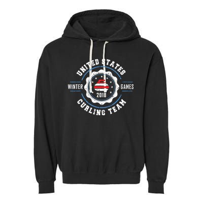 USA Winter Curling Garment-Dyed Fleece Hoodie