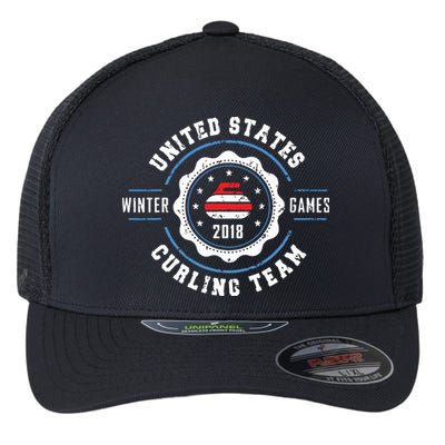 USA Winter Curling Flexfit Unipanel Trucker Cap