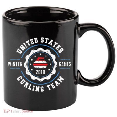 USA Winter Curling 11oz C Handle Ceramic Mug