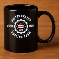 USA Winter Curling 11oz C Handle Ceramic Mug