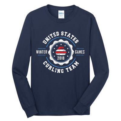 USA Winter Curling Tall Long Sleeve T-Shirt