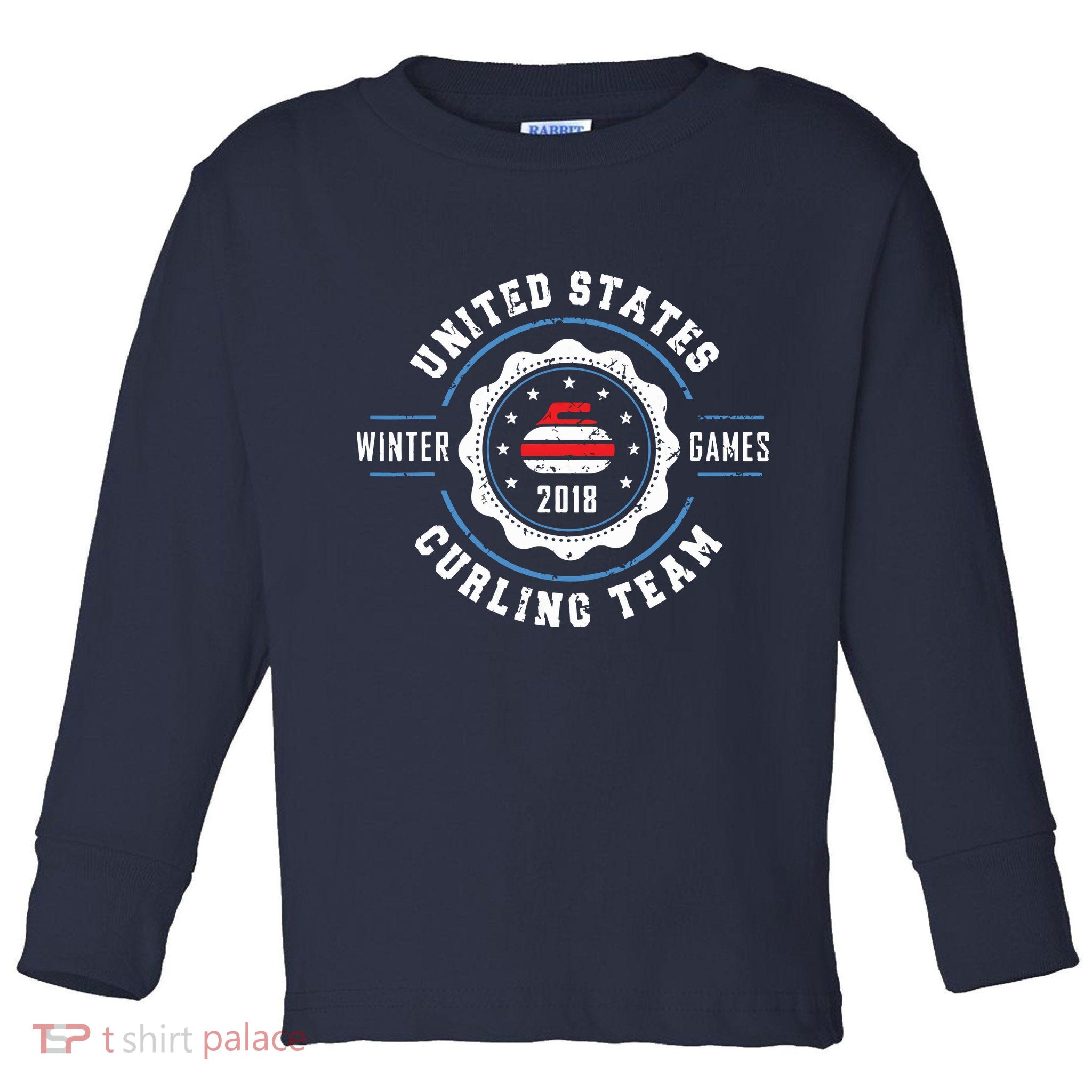 USA Winter Curling Toddler Long Sleeve Shirt
