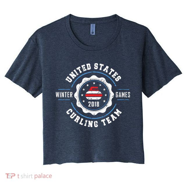 USA Winter Curling Crop Top