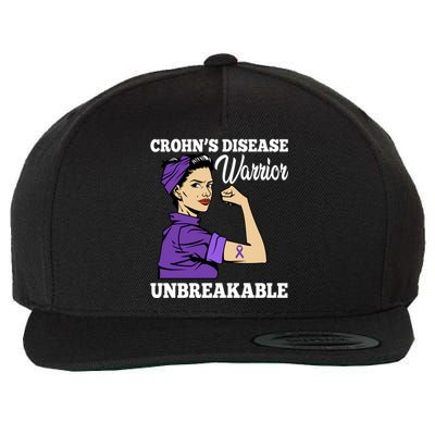 Unbreakable Warrior Crohn's Disease Purple Ribbon Gift Wool Snapback Cap