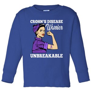 Unbreakable Warrior Crohn's Disease Purple Ribbon Gift Toddler Long Sleeve Shirt