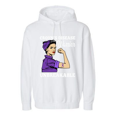 Unbreakable Warrior Crohn's Disease Purple Ribbon Gift Garment-Dyed Fleece Hoodie