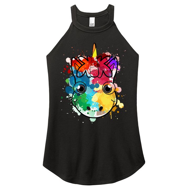 Unicorn Water Color Horse Mom Paint Splat Love Gift Women's Perfect Tri Rocker Tank