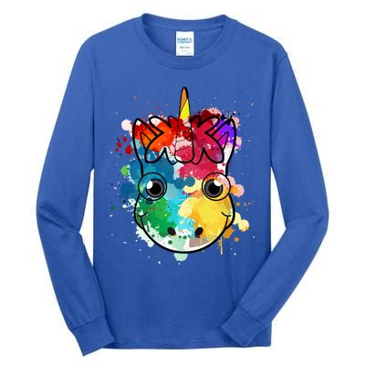 Unicorn Water Color Horse Mom Paint Splat Love Gift Tall Long Sleeve T-Shirt