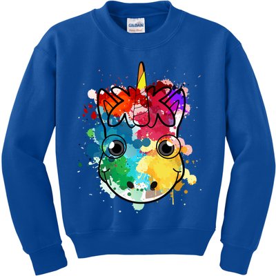 Unicorn Water Color Horse Mom Paint Splat Love Gift Kids Sweatshirt