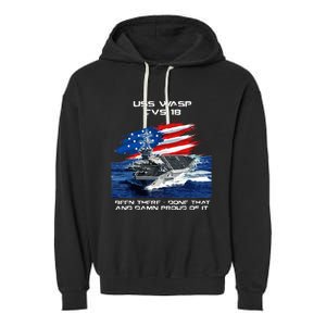 USS Wasp CVS 18 Aircraft Carrier Veteran USA Flag Christmas Garment-Dyed Fleece Hoodie