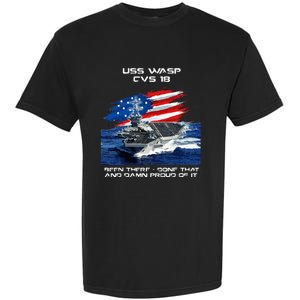 USS Wasp CVS 18 Aircraft Carrier Veteran USA Flag Christmas Garment-Dyed Heavyweight T-Shirt