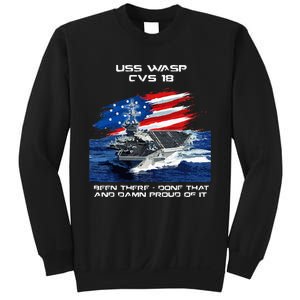 USS Wasp CVS 18 Aircraft Carrier Veteran USA Flag Christmas Sweatshirt