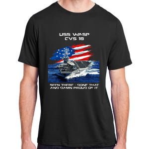 USS Wasp CVS 18 Aircraft Carrier Veteran USA Flag Christmas Adult ChromaSoft Performance T-Shirt