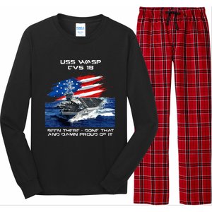 USS Wasp CVS 18 Aircraft Carrier Veteran USA Flag Christmas Long Sleeve Pajama Set