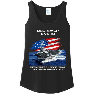 USS Wasp CVS 18 Aircraft Carrier Veteran USA Flag Christmas Ladies Essential Tank