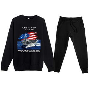 USS Wasp CVS 18 Aircraft Carrier Veteran USA Flag Christmas Premium Crewneck Sweatsuit Set