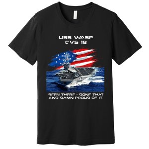 USS Wasp CVS 18 Aircraft Carrier Veteran USA Flag Christmas Premium T-Shirt