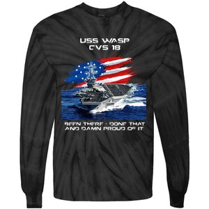 USS Wasp CVS 18 Aircraft Carrier Veteran USA Flag Christmas Tie-Dye Long Sleeve Shirt