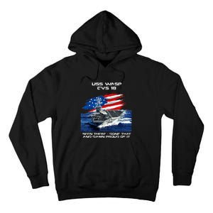 USS Wasp CVS 18 Aircraft Carrier Veteran USA Flag Christmas Tall Hoodie