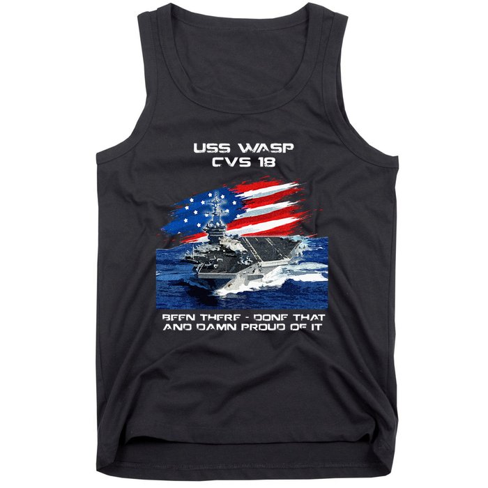 USS Wasp CVS 18 Aircraft Carrier Veteran USA Flag Christmas Tank Top