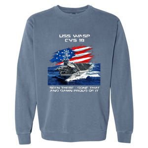 USS Wasp CVS 18 Aircraft Carrier Veteran USA Flag Christmas Garment-Dyed Sweatshirt