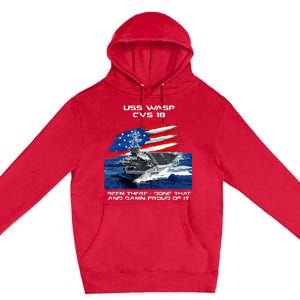 USS Wasp CVS 18 Aircraft Carrier Veteran USA Flag Christmas Premium Pullover Hoodie