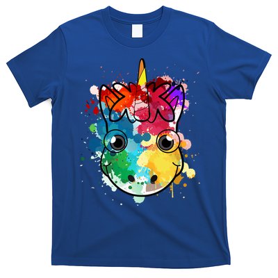 Unicorn Water Color Horse Mom Paint Splat Love Gift Cute Gift T-Shirt
