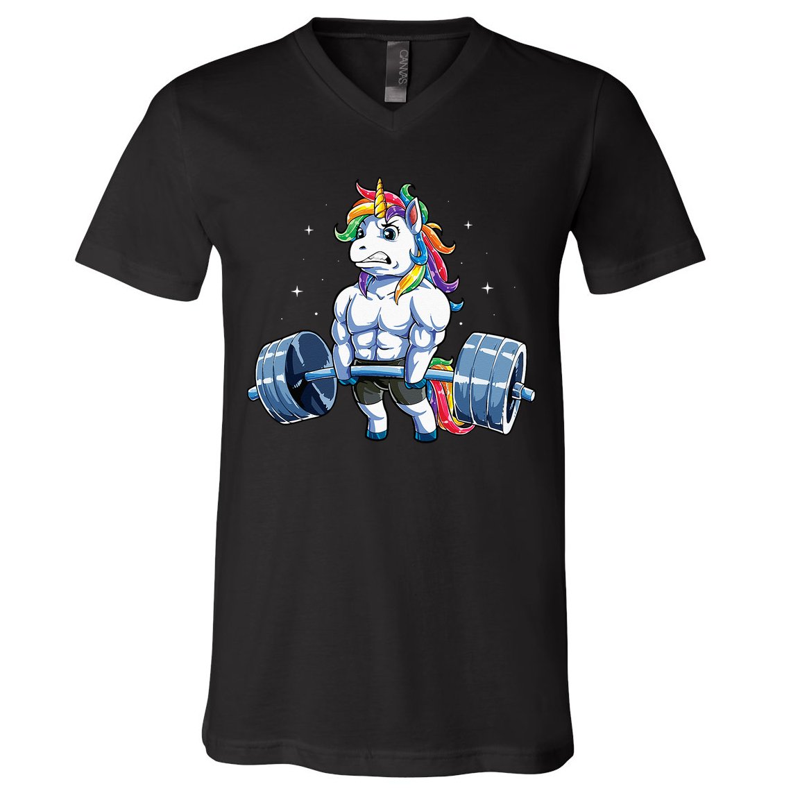 Unicorn Weightlifting Deadlift Fitness Gym Women V-Neck T-Shirt