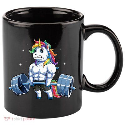 Unicorn Weightlifting Deadlift Fitness Gym Women 11oz C Handle Ceramic Mug