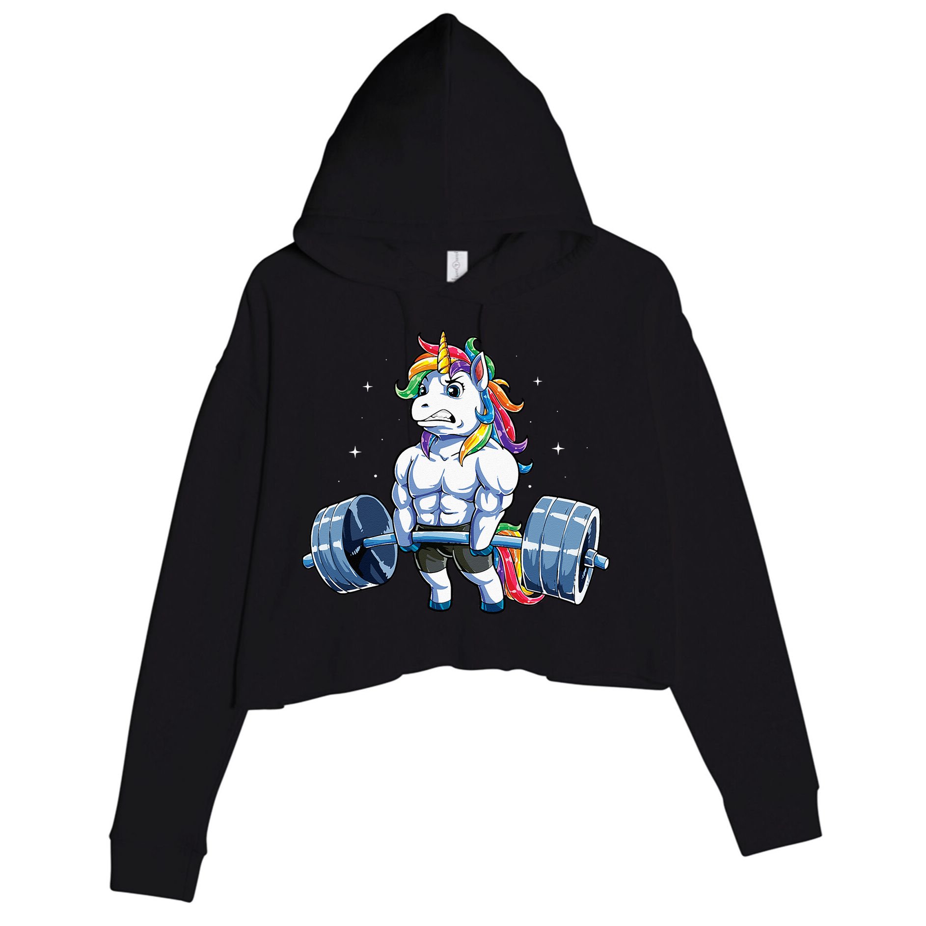 Unicorn Weightlifting Deadlift Fitness Gym Women Crop Fleece Hoodie