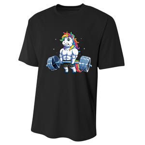 Unicorn Weightlifting Deadlift Fitness Gym Women Performance Sprint T-Shirt