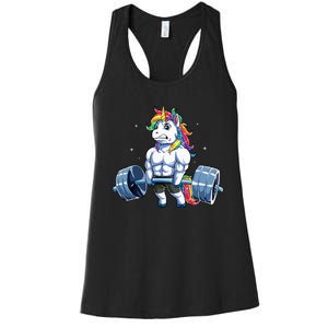 Unicorn Weightlifting Deadlift Fitness Gym Women Women's Racerback Tank