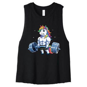 Unicorn Weightlifting Deadlift Fitness Gym Women Women's Racerback Cropped Tank