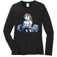 Unicorn Weightlifting Deadlift Fitness Gym Women Ladies Long Sleeve Shirt