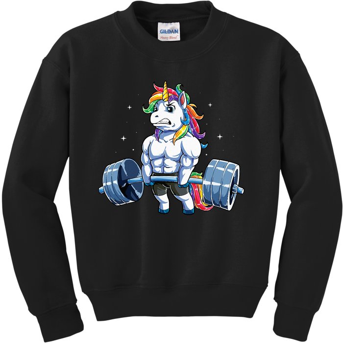 Unicorn Weightlifting Deadlift Fitness Gym Women Kids Sweatshirt