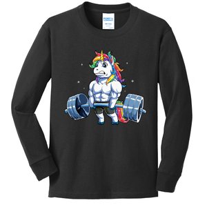 Unicorn Weightlifting Deadlift Fitness Gym Women Kids Long Sleeve Shirt