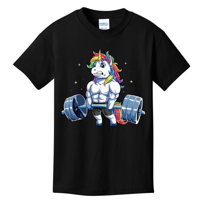 Unicorn Weightlifting Deadlift Fitness Gym Women Kids T-Shirt