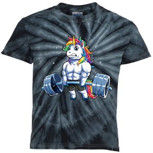 Unicorn Weightlifting Deadlift Fitness Gym Women Kids Tie-Dye T-Shirt